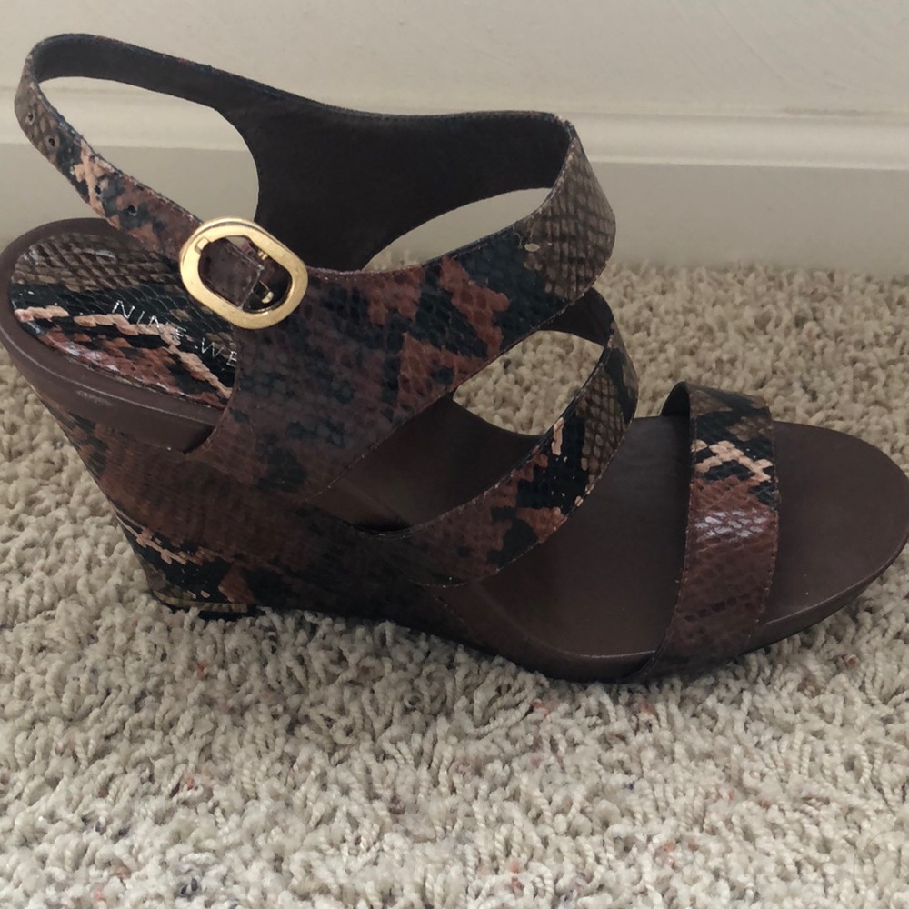 Multi colored wedge sandals